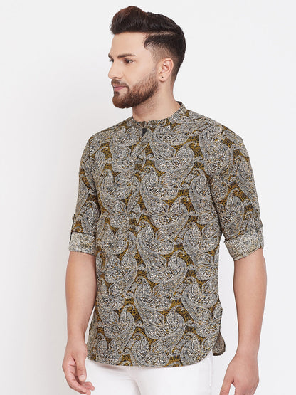 Men's Multi Hued Printed Shirt Kurta