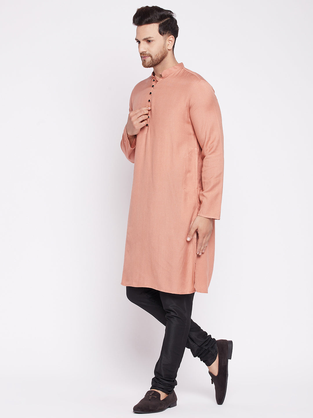 Men's Long Kurta with Band Colla