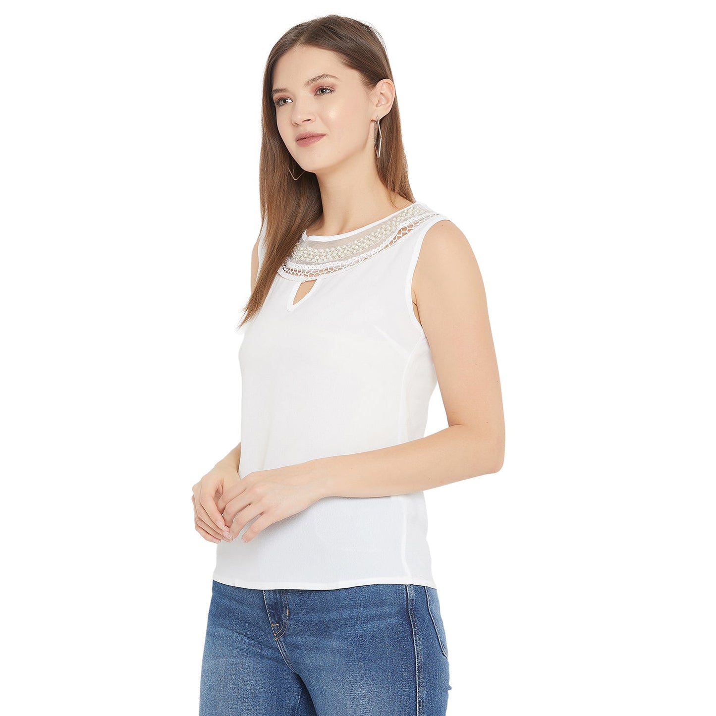 Women's Embellished Self Design Round Neck