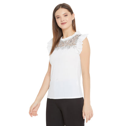 Women's Embellished Self Design Round Neck