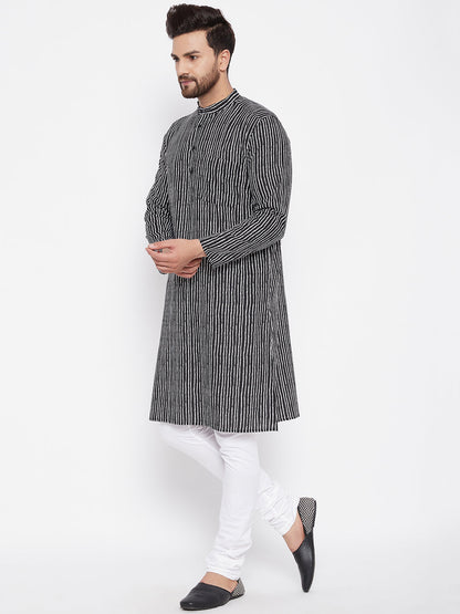 Men's Printed Striped Straight Kurta