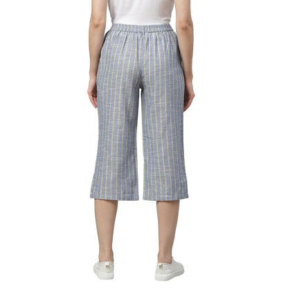Women Grey Cotton Culotte Trouser by Myshka (