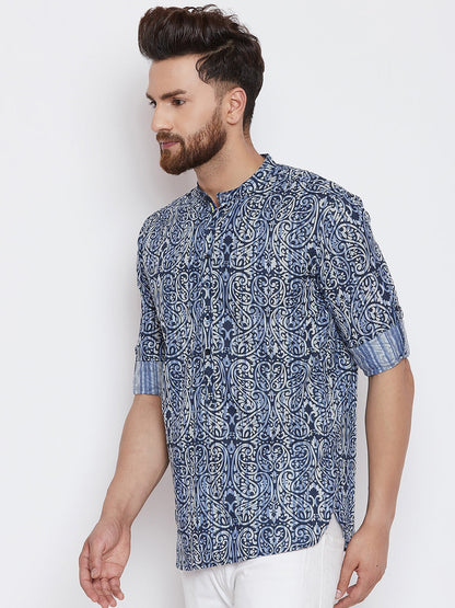Men's Printed Cotton Shirt Kurta