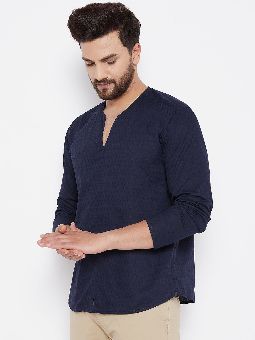 Men's Solid Cotton Short Kurta