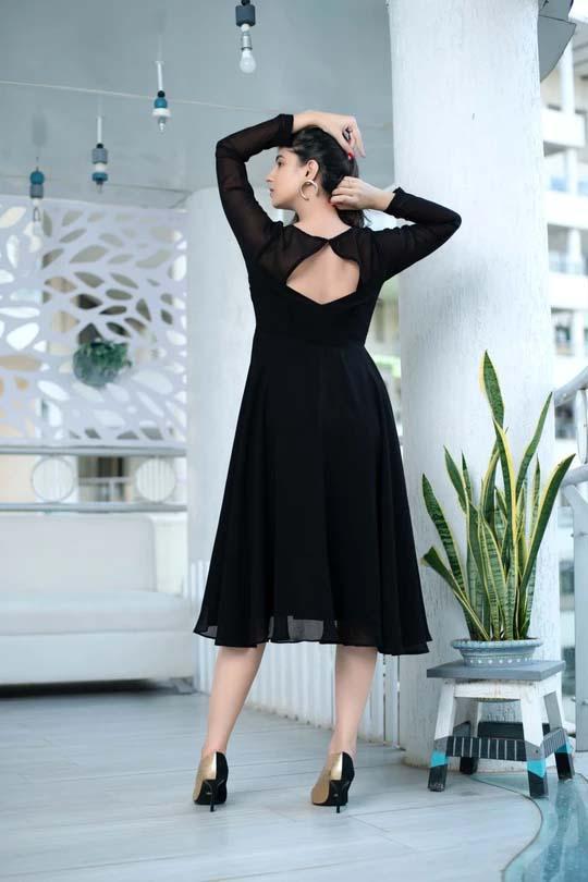 Women's Black Georgette Dress