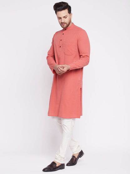 Men's Long Kurta with Band Colla