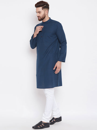 Men's Deep Blue Cotton Kurta
