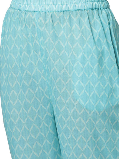 Women's Printed 3/4 Sleeve Poly Cotton Round Neck Kurta & Pant Set