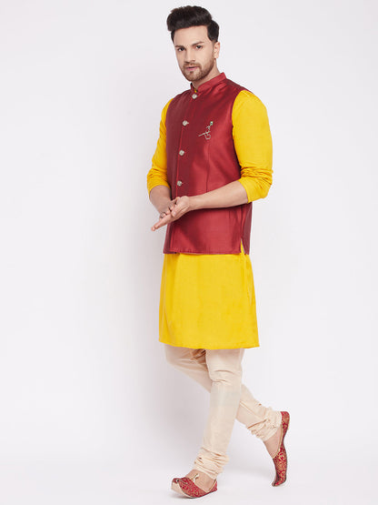 Men's Nehru Jacket With Embroided Insignia Of Lord Krishn
