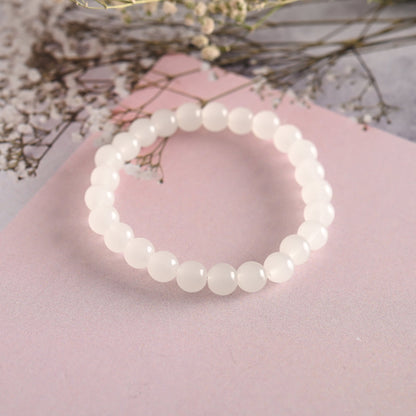 Unisex Transparent & White & Black Marbel Crystal Elasticated Bracelet
