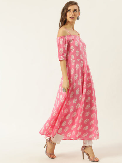 Women's Pink Printed Kurta
