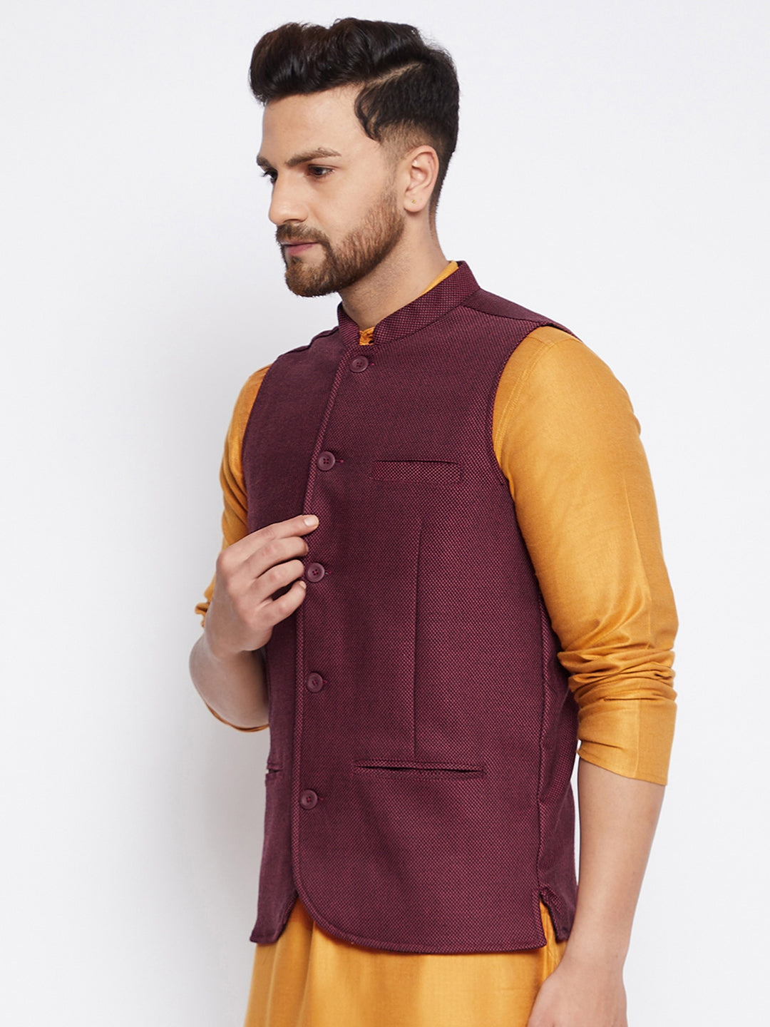 Men's Woven Design Nehru Jacket