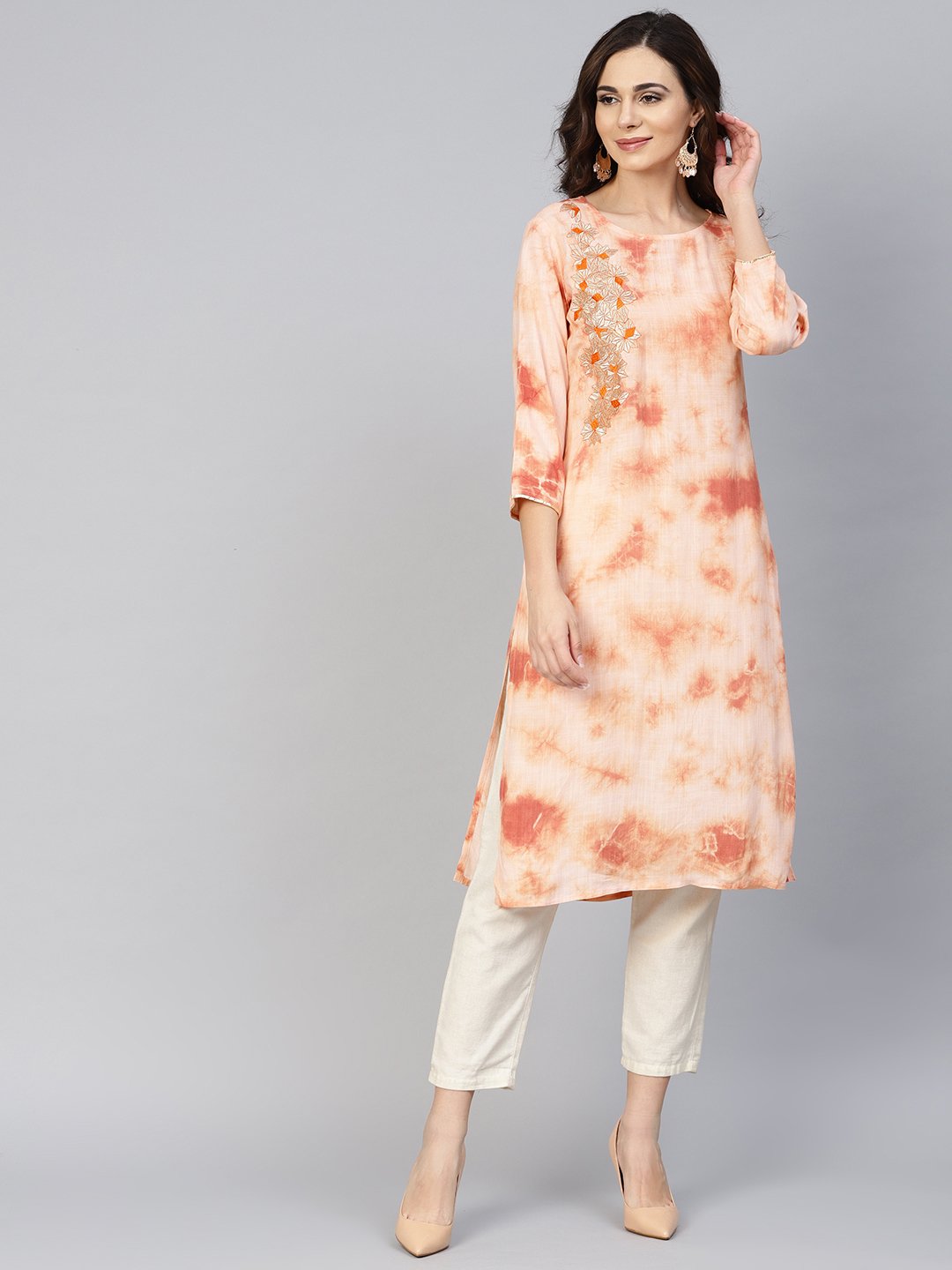 Women's Peach Straight Kurta