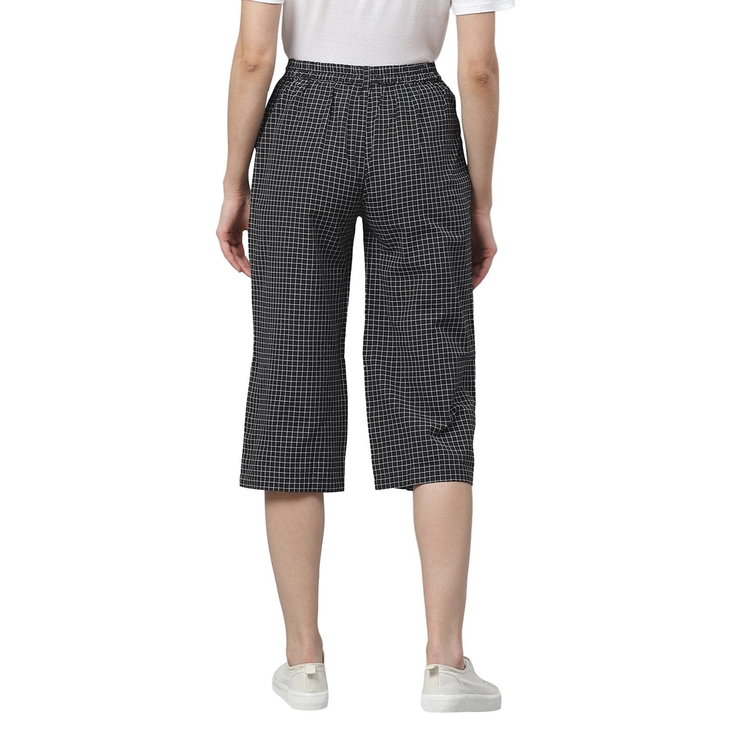 Women Black Cotton Culotte Trouser by Myshka (