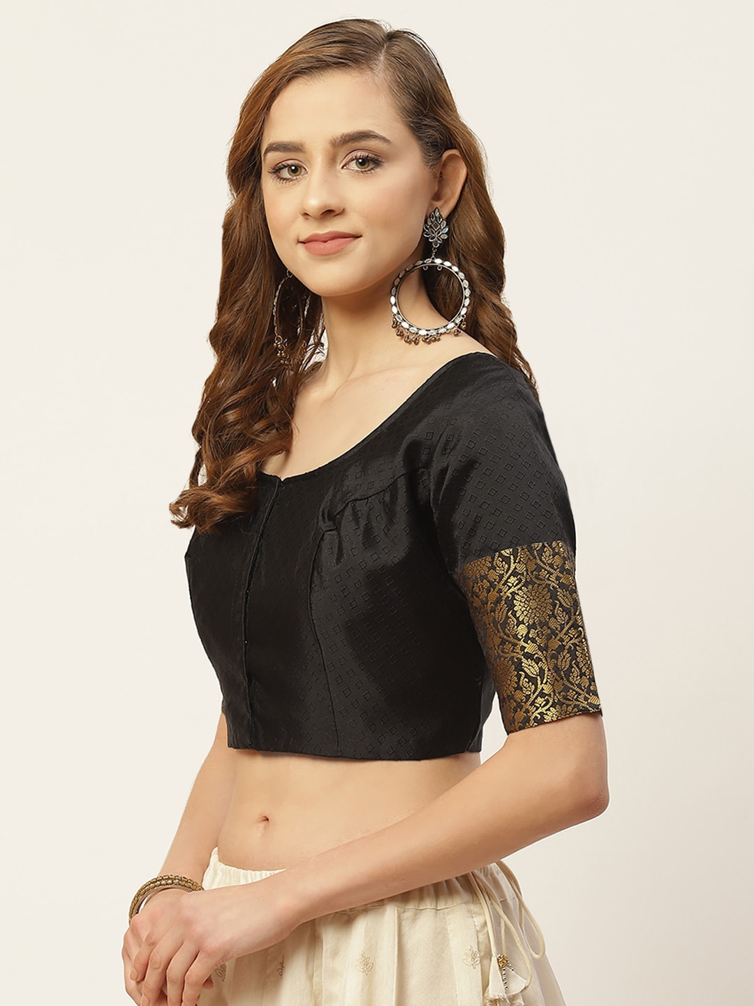Women Black Saree Blouse by Shr