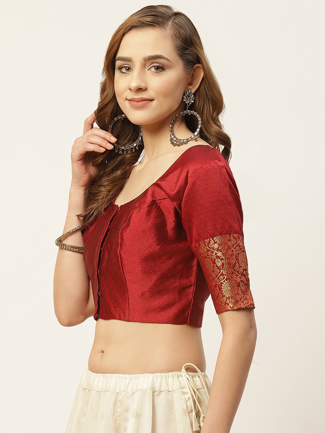 Women's Maroon Blouse by Shringaa
