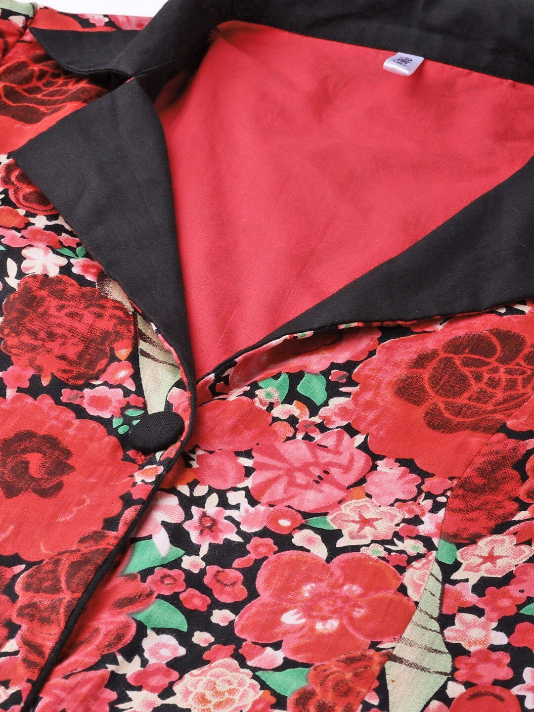 Women's  Red & Green Printed Ethnic Jacket