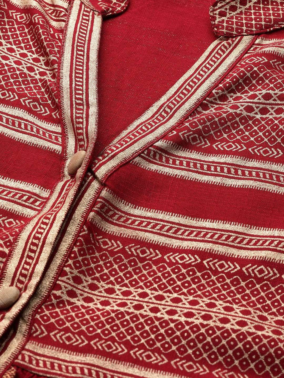 Couture Women's 's Maroon & Golden Printed Tunic