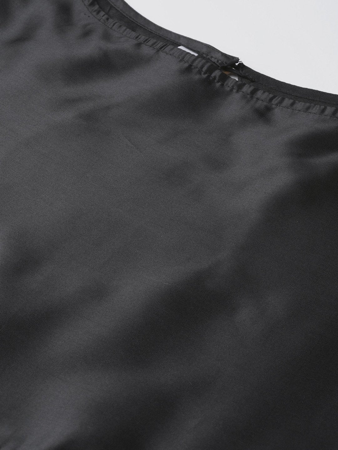 Women's  Black Solid Satin Finish Anarkali Kurta