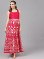 Women's  Pink Printed Maxi Dress
