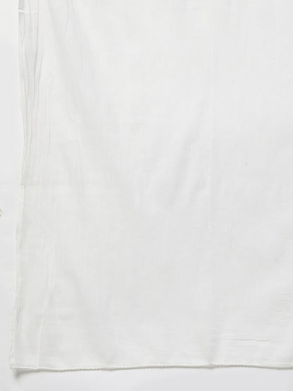Women's  Off-White & Pink Printed Kurta with Skirt & Dupatta