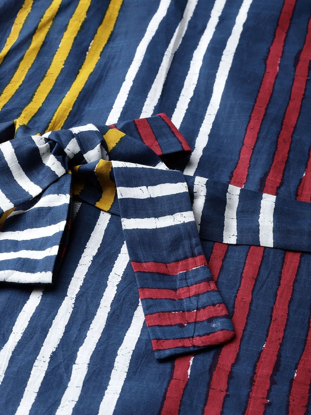 Women's  Blue & Yellow Striped A-Line Dress