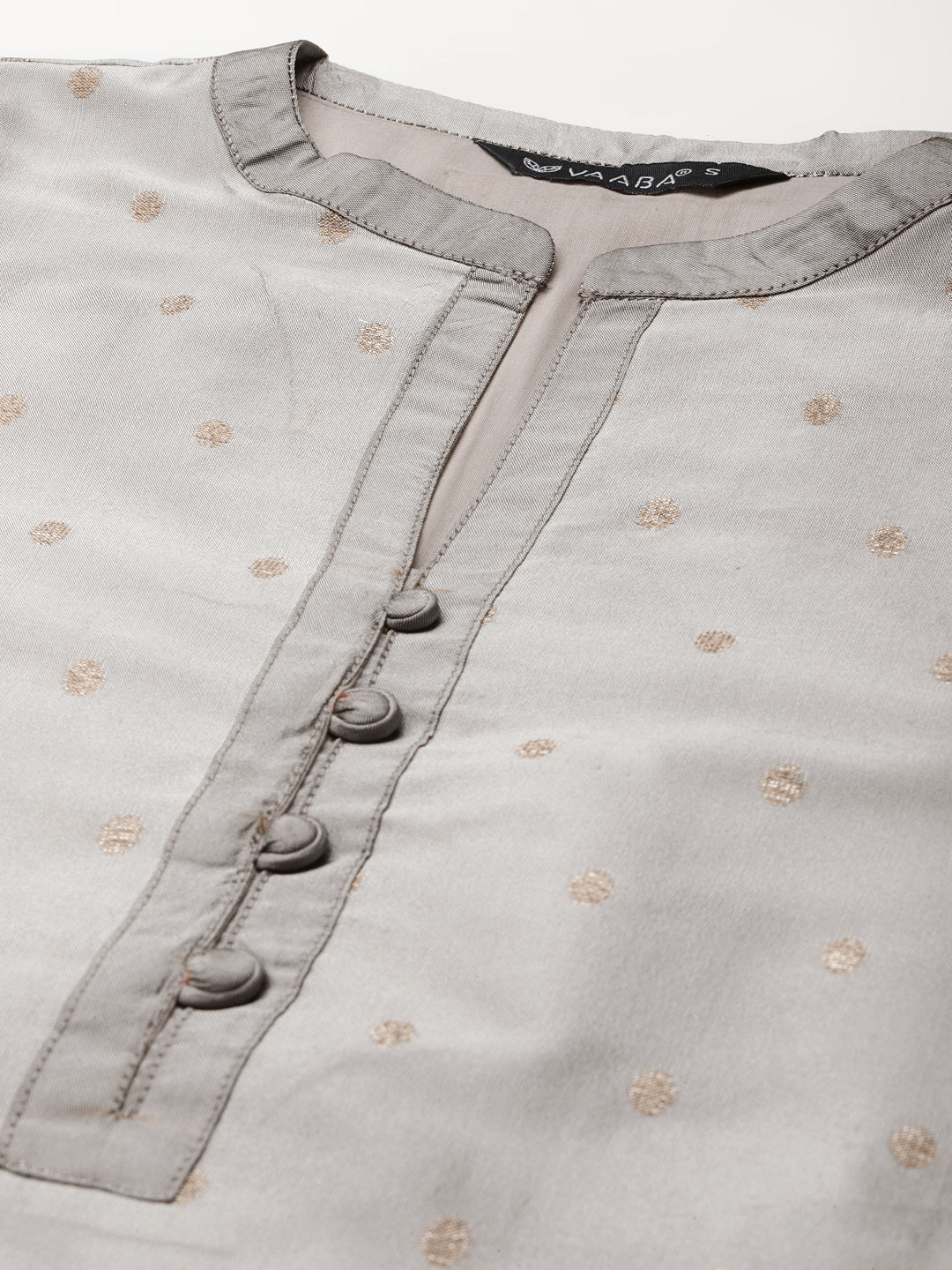 Women's Grey Color Silk Blend Straight Embellished Kurta Pant Set