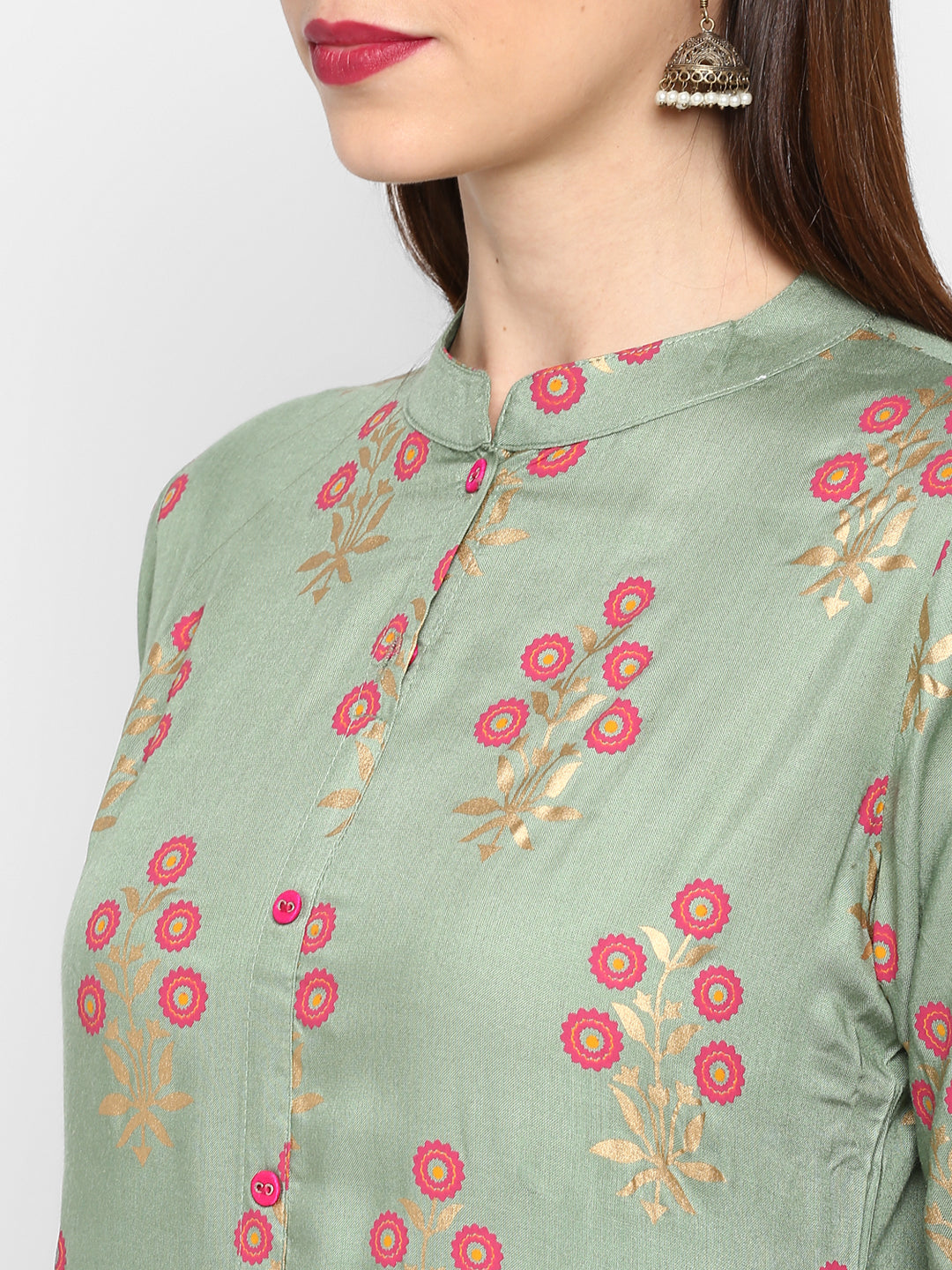 Women's Light Green Rayon Kurta By Vbu