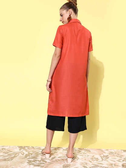 Women's Quirky Print Lose Shirt with Black Culottes