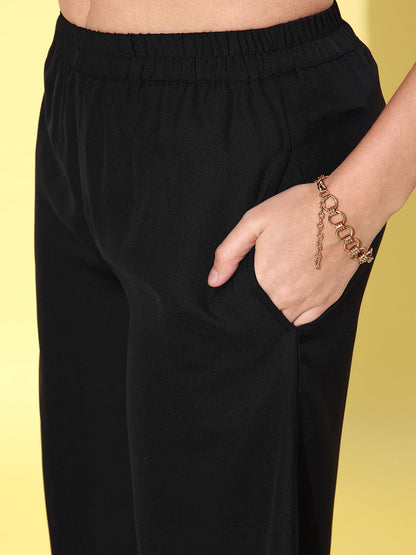 Women's Quirky Print Lose Shirt with Black Culottes
