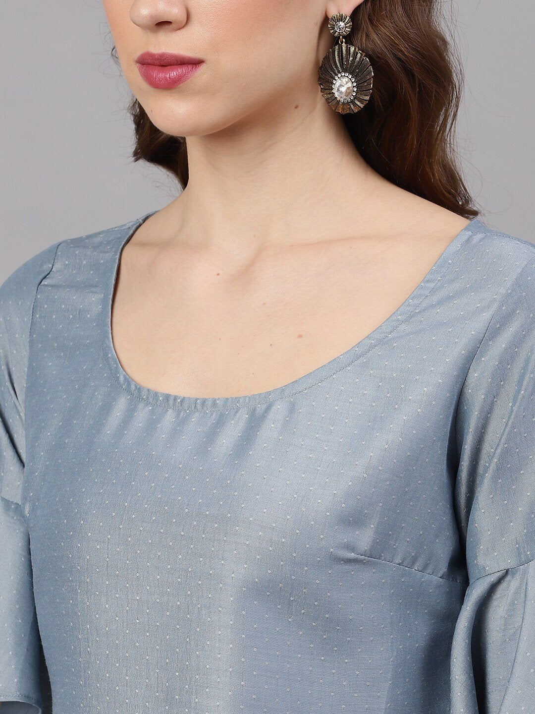 Women's Pastel Blue Chinon Design Top With Dhoti Pant