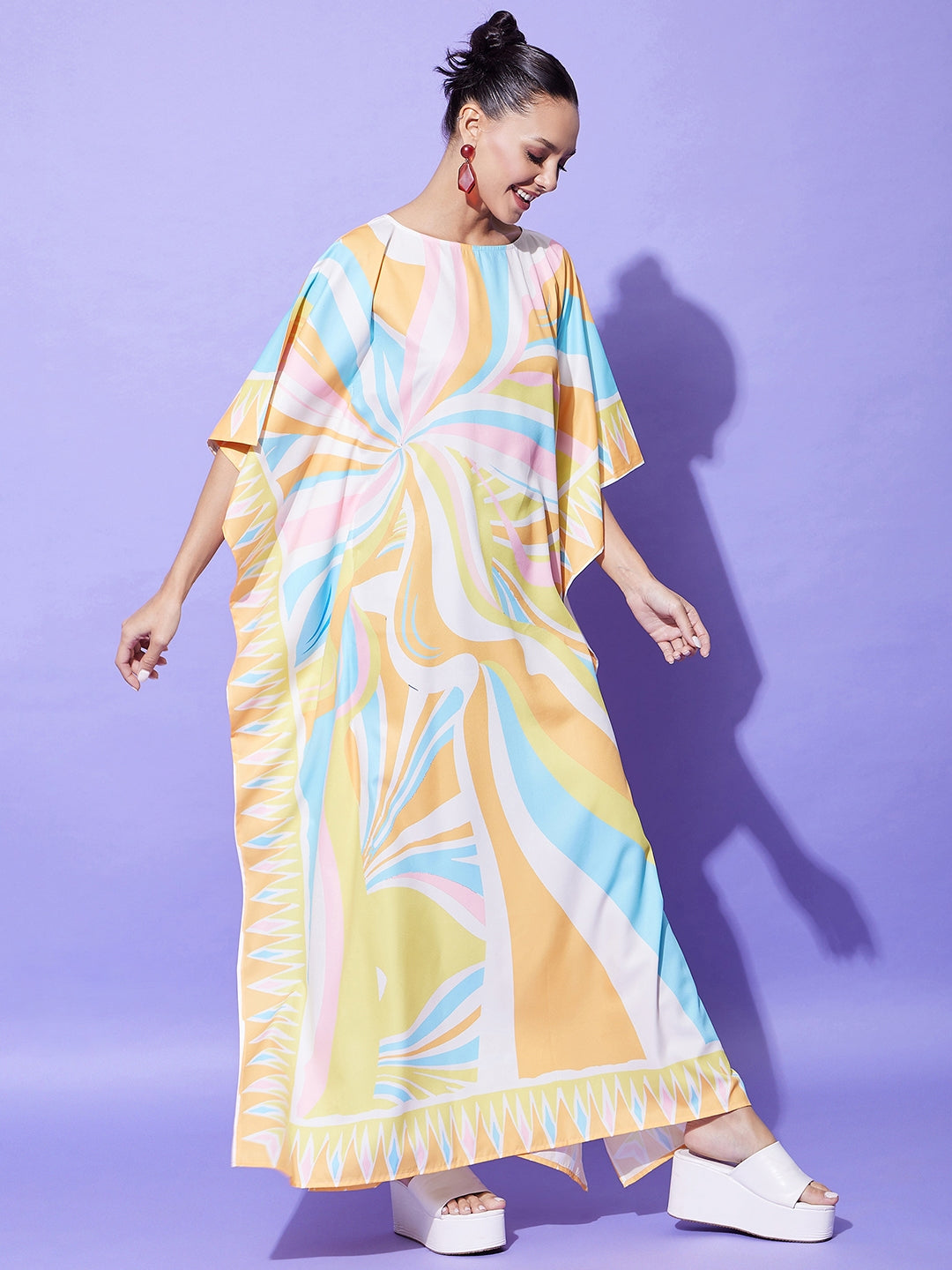 Women's Printed Satin Kaftan