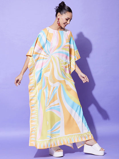 Women's Printed Satin Kaftan