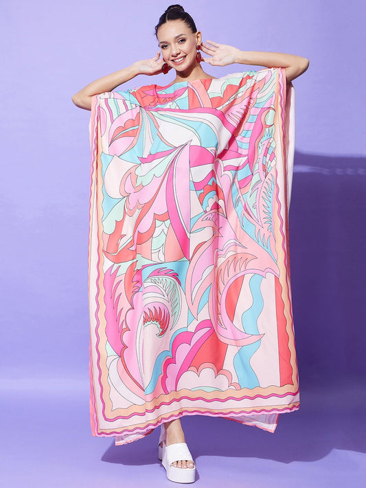 Women's Printed Satin Kaftan