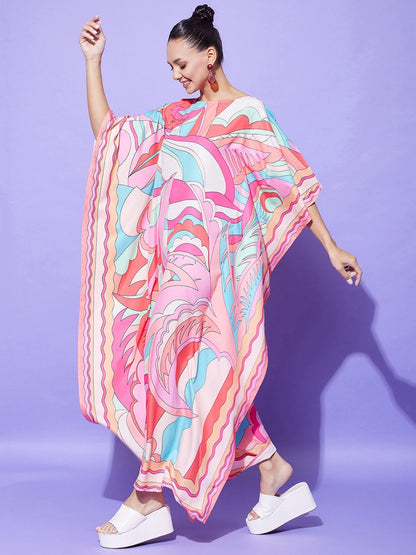 Women's Printed Satin Kaftan
