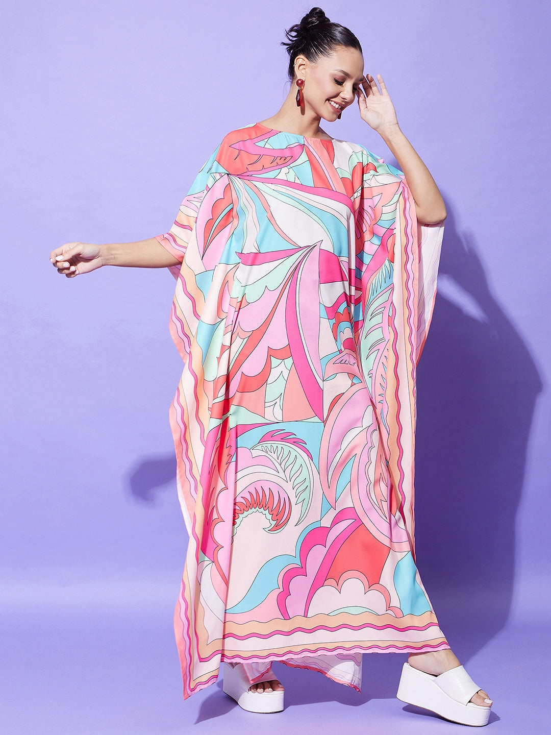 Women's Printed Satin Kaftan