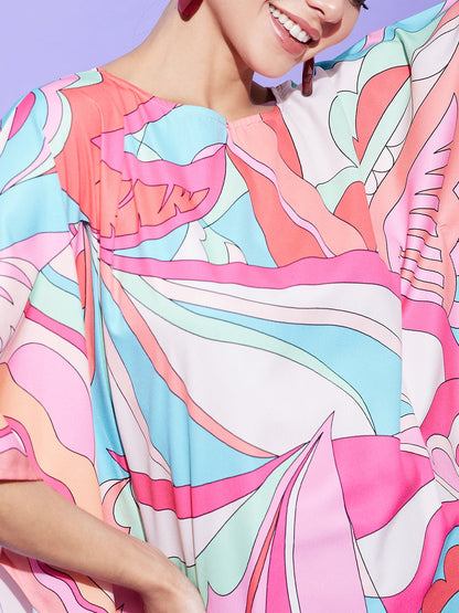 Women's Printed Satin Kaftan