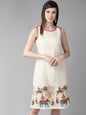Women's  Off-White & Red Printed A-Line Dress