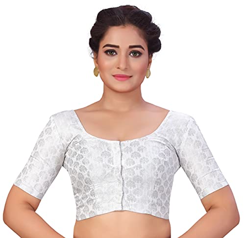 Women's Silver Brocade Blouse by Shringaa