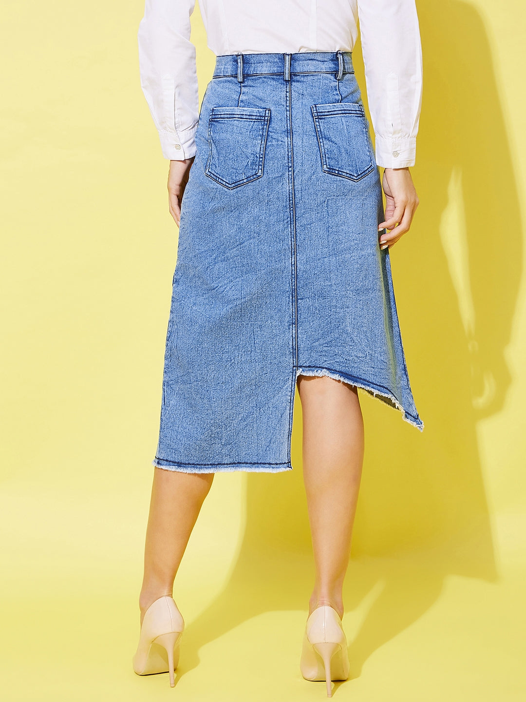 Women's Denim Hi Lo Skirt