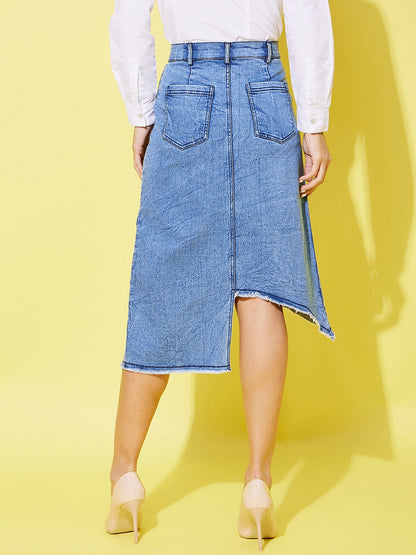 Women's Denim Hi Lo Skirt