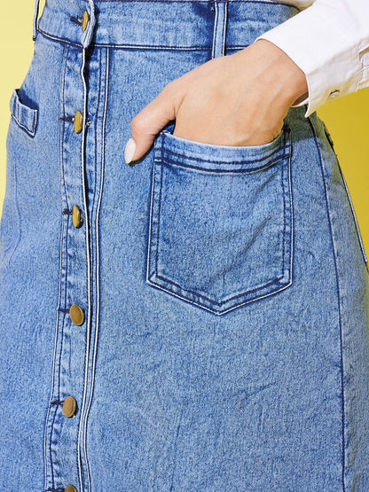 Women's Denim Hi Lo Skirt