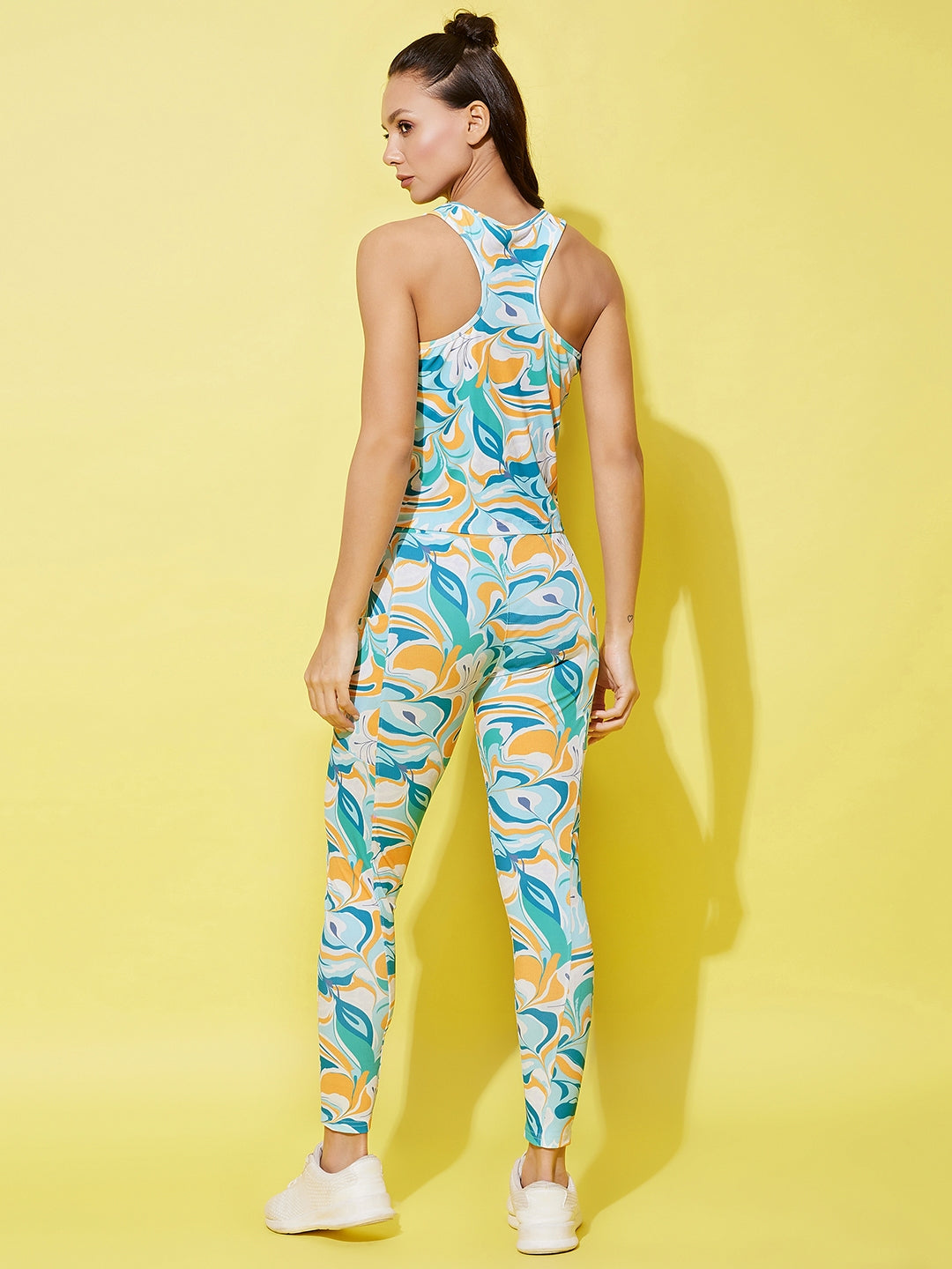 Women's Multi Colored Printed Gym Wear Set