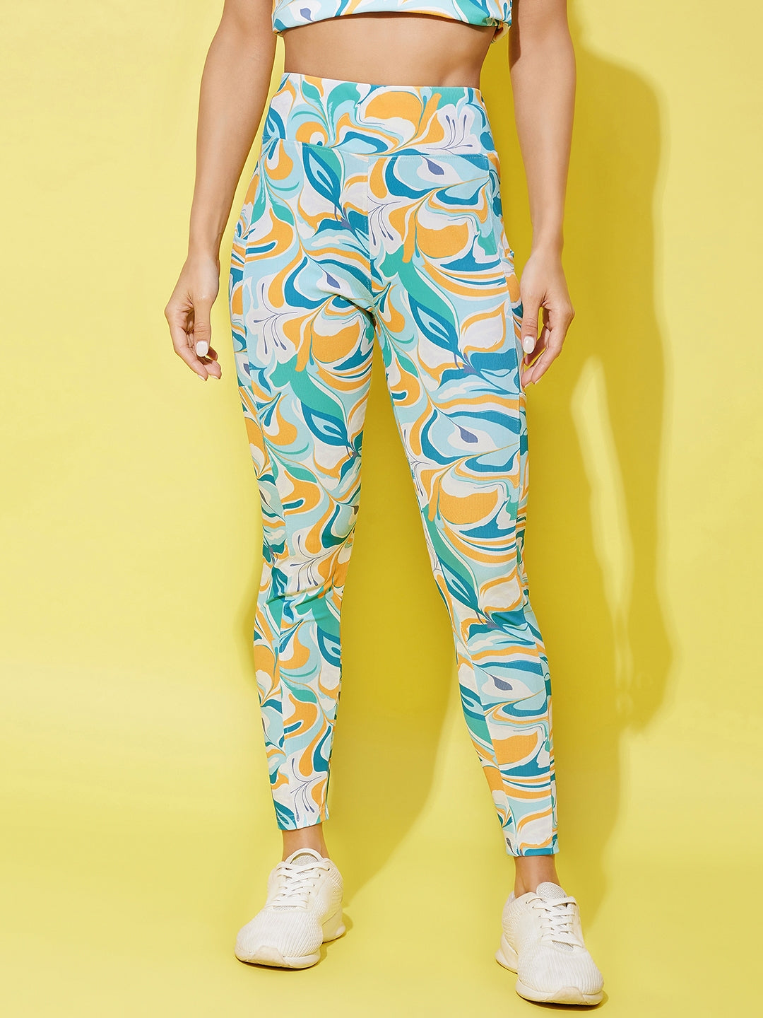 Women's Multi Colored Printed Gym Wear Set