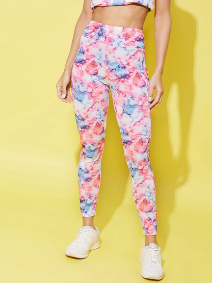 Women's Multi Colored Printed Gym Wear Set