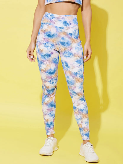 Women's Multi Colored Printed Gym Wear Set