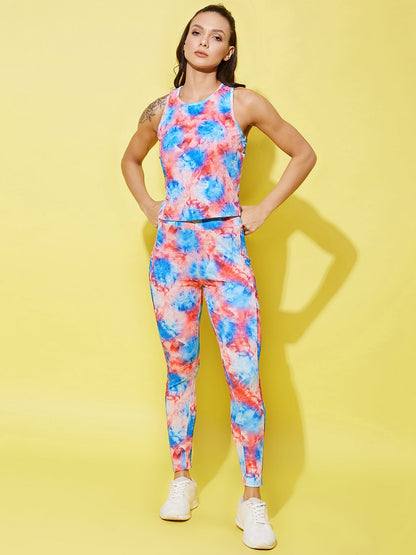 Women's Multi Colored Printed Gym Wear Set