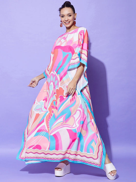 Women's Printed Satin Kaftan