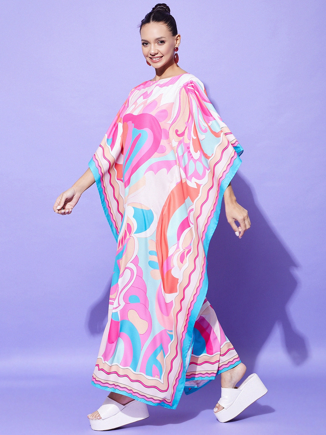 Women's Printed Satin Kaftan