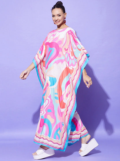 Women's Printed Satin Kaftan